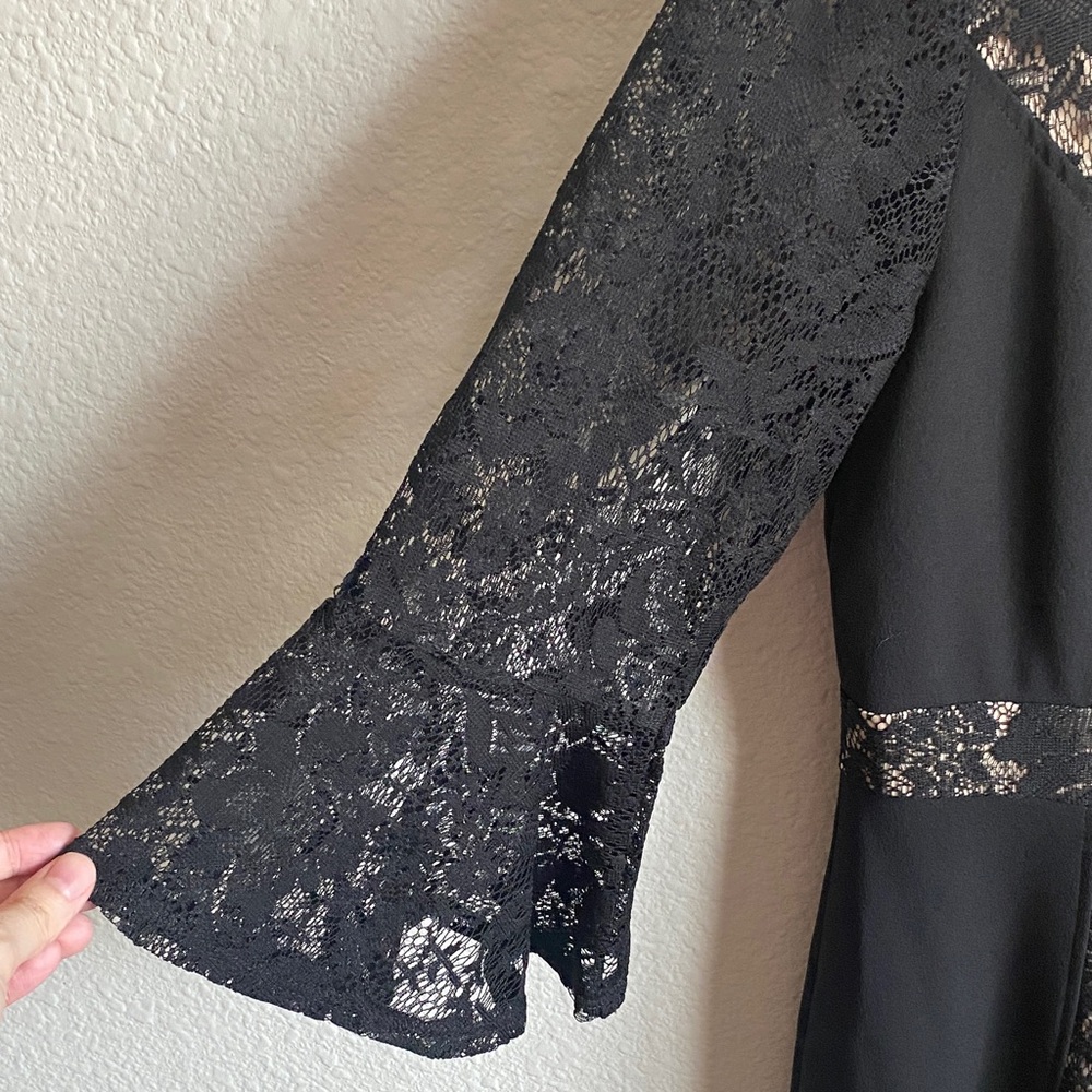 NY Collection Black and Beige Lace Dress - Picture 5 of 11